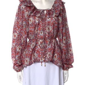 NWT Hannah Artwear 100% Silk Floral Print Blouse